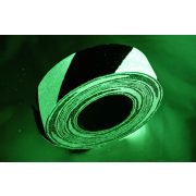 Banda antiderapanta fosforescenta pentru avertizare de pericol - 25 mm x 18,3 m - Negru-Alb