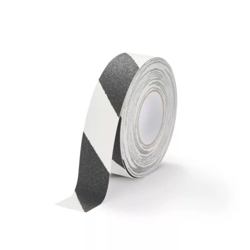 Banda antiderapanta fosforescenta pentru avertizare de pericol - 50 mm x 18,3 m - Negru-Alb