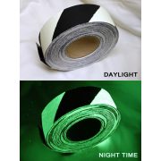 Banda antiderapanta fosforescenta pentru avertizare de pericol - 100 mm x 18,3 m - Negru-Alb