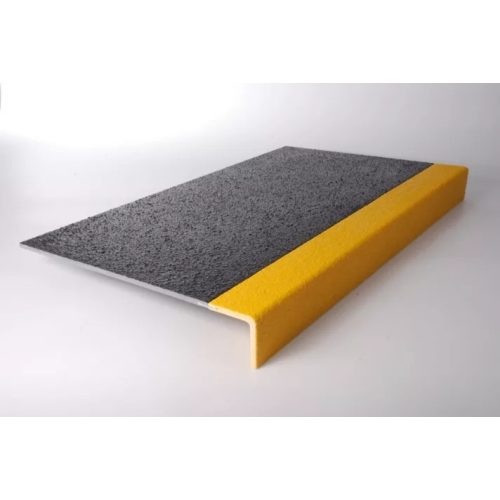 Treapta antiderapanta din GRP - Industriala - 250mm x 55mm x 1600mm - Negru, strat protector galben